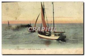 Postcard Old fishing boat Treport output & # 39A schooner