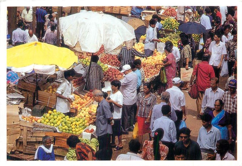 Postcard Goa India market scene 11x16cm