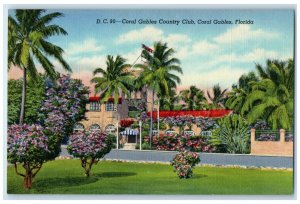 1940 Coral Gables Country Club Building Flowers Coral Gables Florida FL Postcard