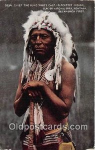 Chief Two Guns White Cal, Blackfeet Indian Glacier Park, Montana, USA Black o...