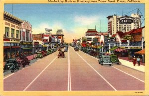 California Fresno Looking North On Broadway From Tulare Street Curteich