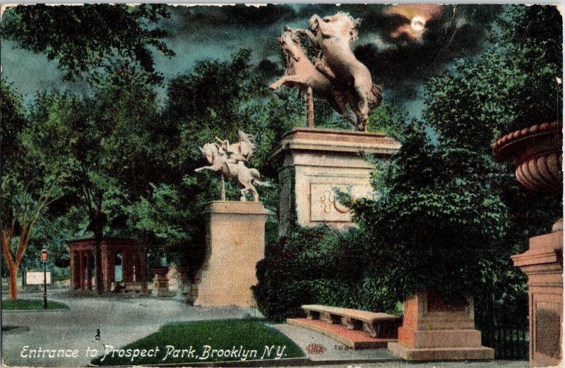 Park Brooklyn New York Prospect Park Divided Vintage Postcard Note  