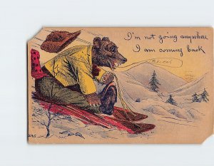 Postcard I'm not going anywhere, I am coming back with Bear Comic Art Print