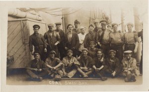 Coal Ship Day Military WW1 Crew War Old Shipping Postcard