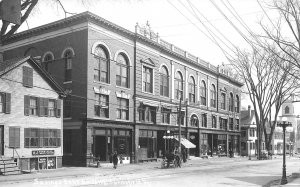 Springfield VT Savings Bank Storefronts Horse & Wagon, RPPC