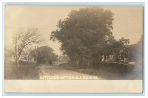c1905 Horse Carriage Dirt Rock Littlecompton Rhode Island RI RPPC Photo Postcard