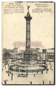 Old Postcard Paris Place de la Bastille The July Column