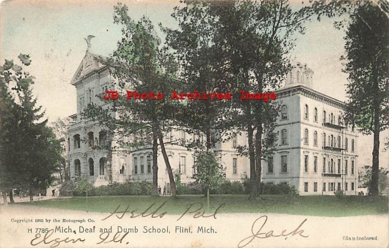 MI, Flint, Michigan, Deaf & Dumb School Building, 1906 PM, Rotograph No H 7786