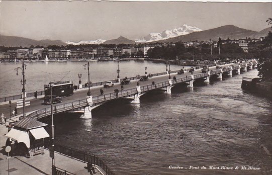 Switzerland Geneve Pont du Mont-Blanc & Mt Blanc Photo