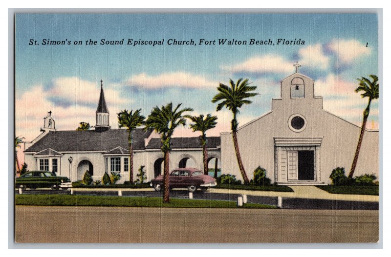 Postcard FL St. Simon's Sound Episcopal Church Fort Walton Beach Florida 