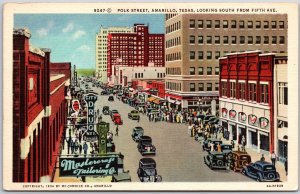 Polk Street Amarillo Texas TX Looking South From Fifth Avenue City Drug Postcard
