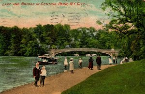 USA Lake And Bridge In Central Park New York City Vintage Postcard 08.88