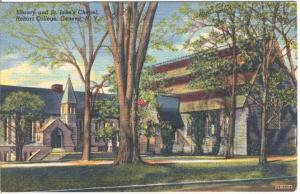 NY   GENEVA   HOBART COLLEGE LIBARY and CHAPEL postcard