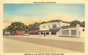Fayetteville, Tennessee TERRACE MOTEL & RESTAURANT Roadside 1940s Linen Postcard