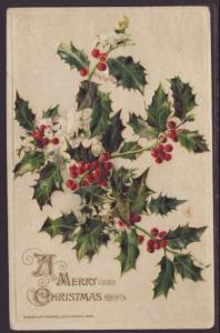 A Merry Christmas,Holly,Winsch 1913 Postcard
