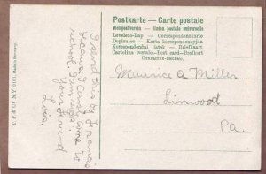 Greetings from Lois hand glittered german postcard TP&C