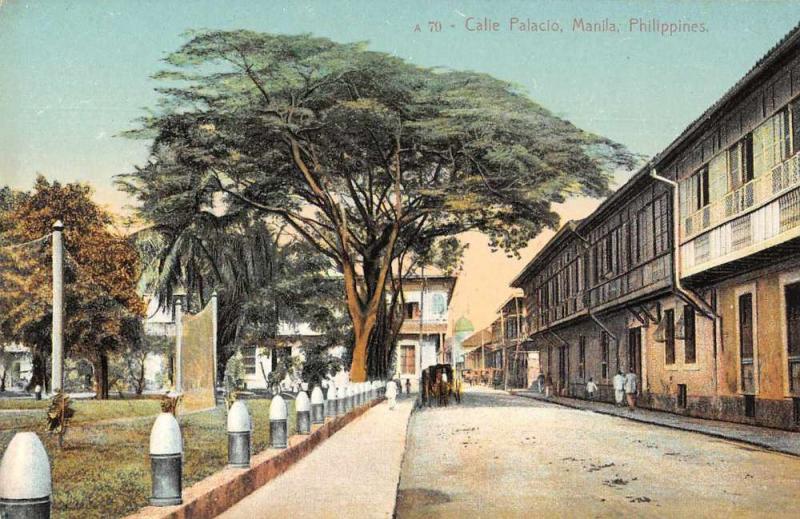 Manila Philippines Calie Palacio Street Scene Vintage Postcard JE229242