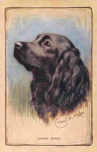 Cocker Spaniel Dog Portrait artist signed Ernest H Mills postcard