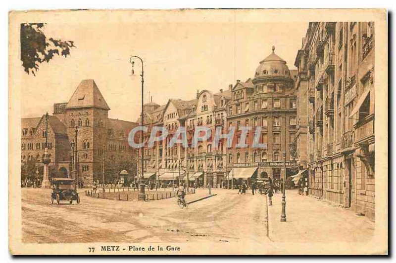 Old Postcard Metz Train Station Square