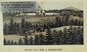 1870's-80's M. Meussdorffer Fine Hats Golden Gate Park & Conservatory P42