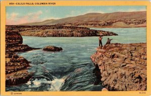 Celilo Falls Columbia River Vintage Linen Postcard Unused Unposted CT Colortone 
