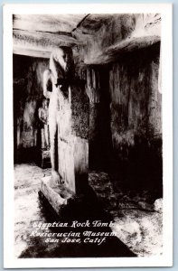 San Jose CA Postcard RPPC Photo Egyptian Rock Tomb Rosicrucian Museum Vintage