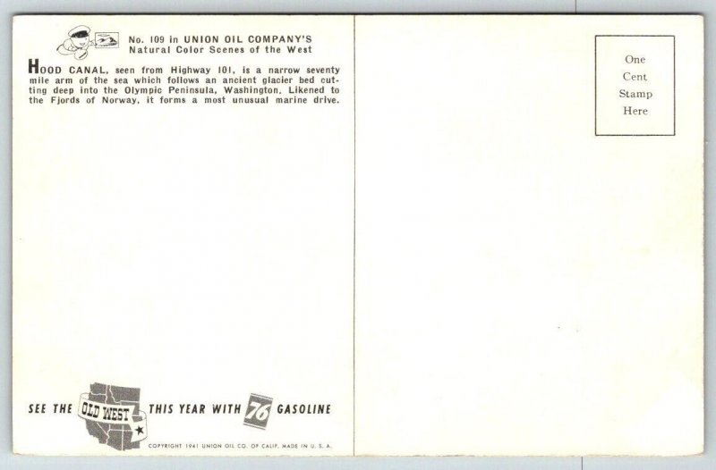 Union Oil Company - Scenes of The West - 76 Gasoline - Hood Canal - Washington
