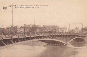 Belgium Liege Pont de Commerce illuminee la nuit pendant la duree de l'E...