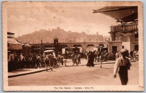 Valletta Malta 1920s Postcard The Fish Market