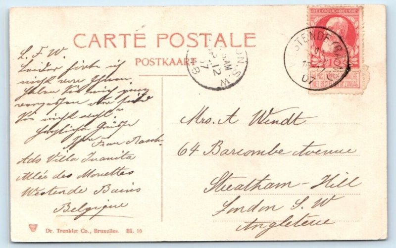 WESTENDE Little Boy A la Plage BELGIUM 1948 Postcard