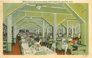 Cedar Point on Lake Erie Ohio Green Silver Dining Room Teich Postcard 22-303