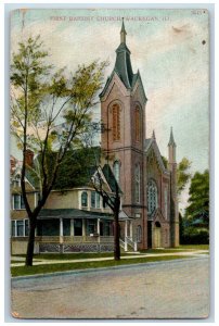 Waukegan Illinois IL Postcard First Baptist Church Building 1907 Vintage Antique