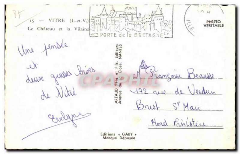 Old Postcard Vitre Chateau and Vilaine