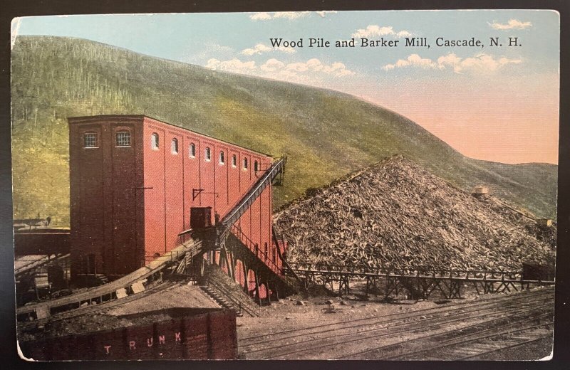 Vintage Postcard 1907-1915 Wood Pile & Barker Mill, Cascade, New Hampshire (NH)