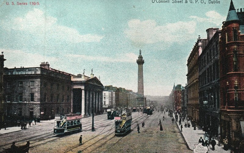 Vintage Postcard 1900's O'Connell Street & G. P. O. Dublin Ireland