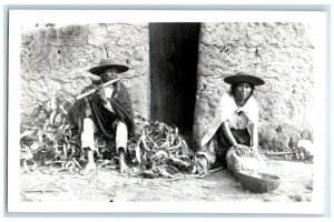 1935 Ibarra Ecuador Playing Flute Making Breakfast RPPC Photo Vintage Postcard