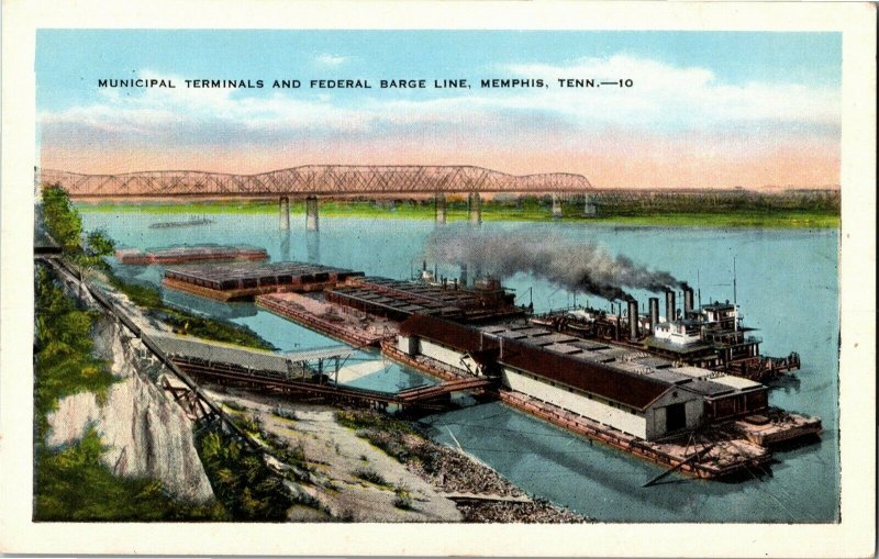 Municipal Terminals and Federal Barge Line, Memphis TN Vintage Postcard J26