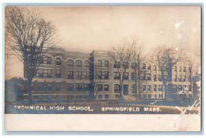 Springfield Massachusetts MA Postcard Technical High School c1905 RPPC Photo