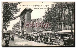 Old Postcard Paris Boulevard and the Porte Saint Denis Automotive Taxis