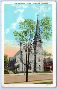 1945 CLARKSVILLE TENNESSEE TN EPISCOPAL CHURCH POSTCARD TO MILFORD DELAWARE HOEY