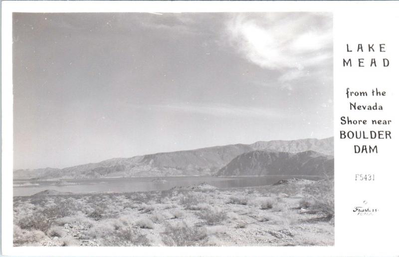 RPPC LAKE MEAD, NV Nevada ~ View from NEVADA SHORE c1940s Frasher Postcard