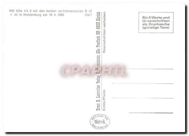 Postcard Modern Tram WB BDe 4 4 ??3 in Waldenburg