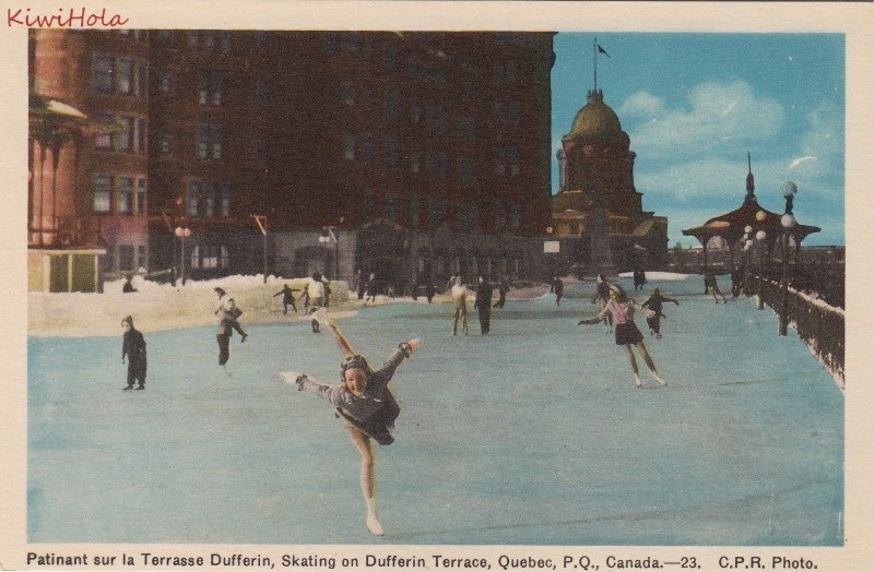 Postcard Skating Dufferin Terrace Quebec Canada