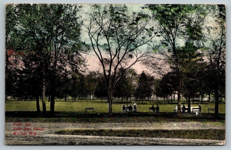 Park & Baseball Field  Milton  Wisconsin  Postcard  1908
