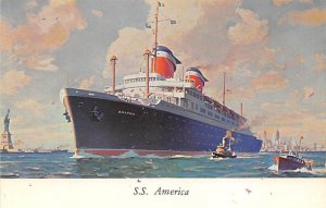 SS America United States Line Real Photo Writing on back, missing stamp 