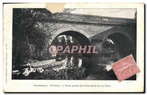 Old Postcard Chasseneuil Two Arches Pont Neuf On the Clain