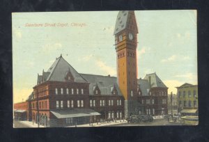 CHICAGO ILLINOIS DEARBORN STREET RAILROAD DEPOT TRAIN STATION VINTAGE POSTCARD