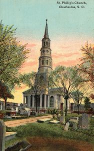 Vintage Postcard 1910's St. Philip's Church Charleston South Carolina Structure
