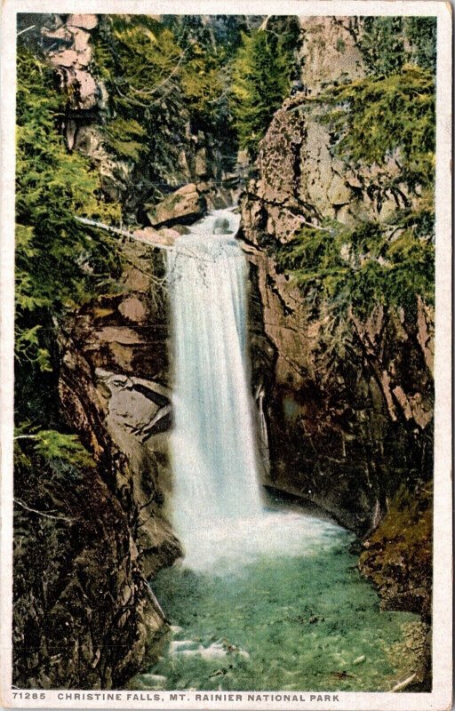 Christine Falls Mount Rainer National Park Washington Scenic WB Postcard 