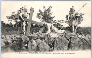 c1900s Pontchateau, France Calvary Jesus Fall 2nd Time Station Cross Statue A338